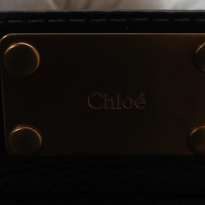 Chloe Paddington Hand Bag Leather Black Gold Silver am7385