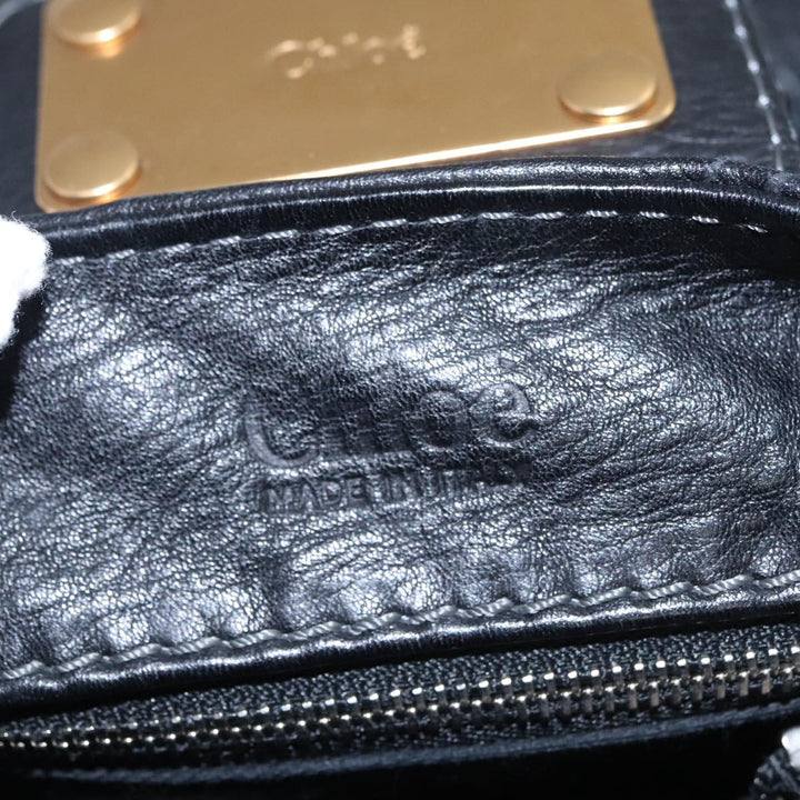 Chloe Paddington Hand Bag Leather Black Gold Silver am7385