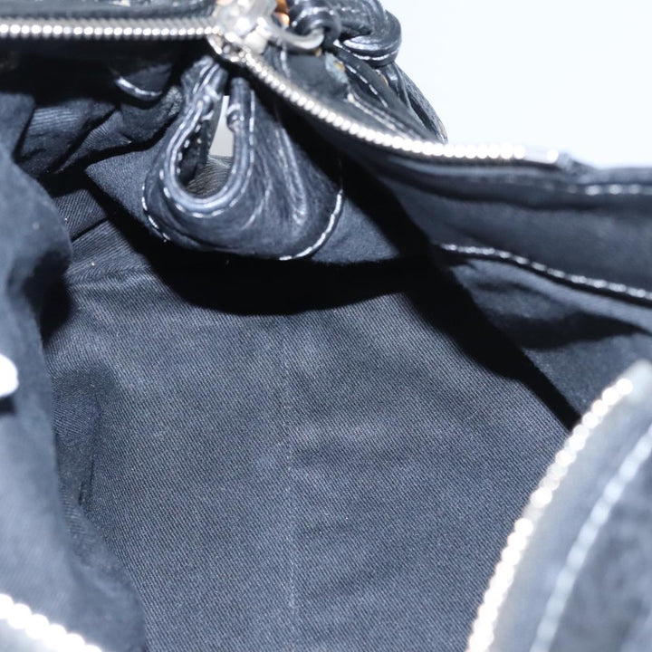 Chloe Paddington Hand Bag Leather Black Gold Silver am7385