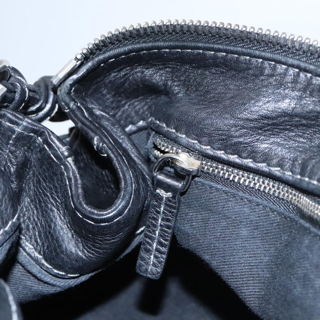 Chloe Paddington Hand Bag Leather Black Gold Silver am7385