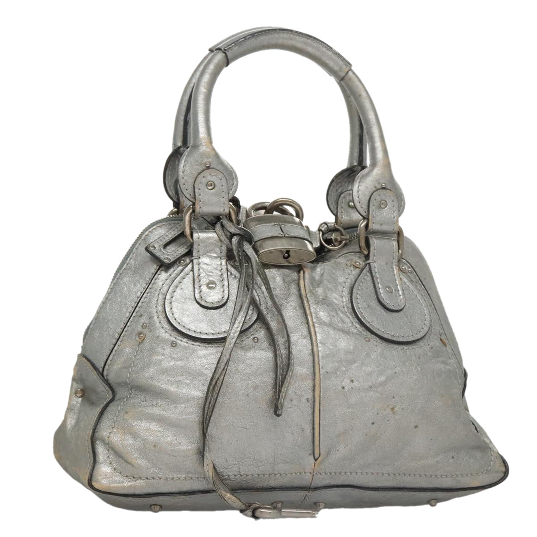 Chloe Paddington Hand Bag Leather Silver Gold am7386