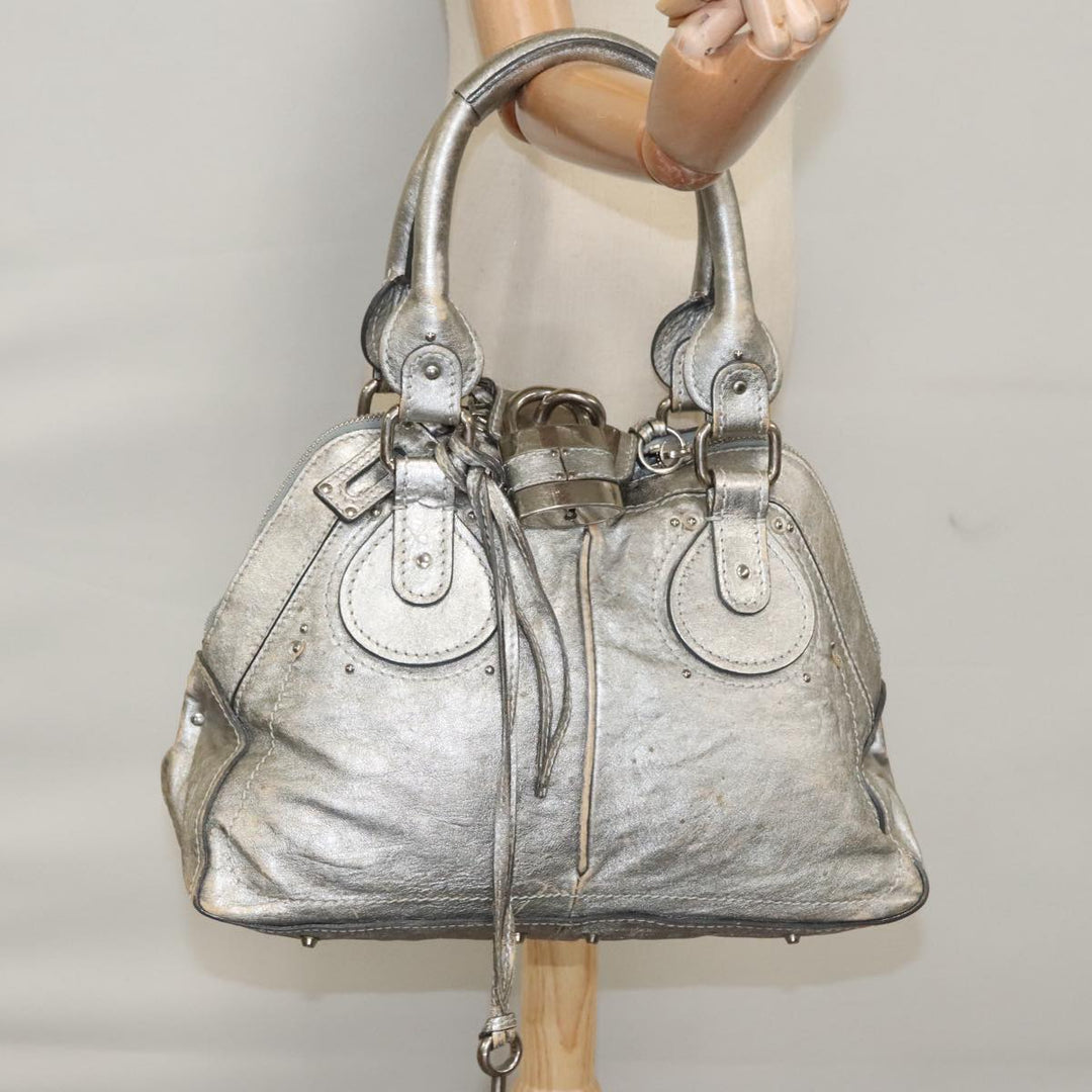 Chloe Paddington Hand Bag Leather Silver Gold am7386