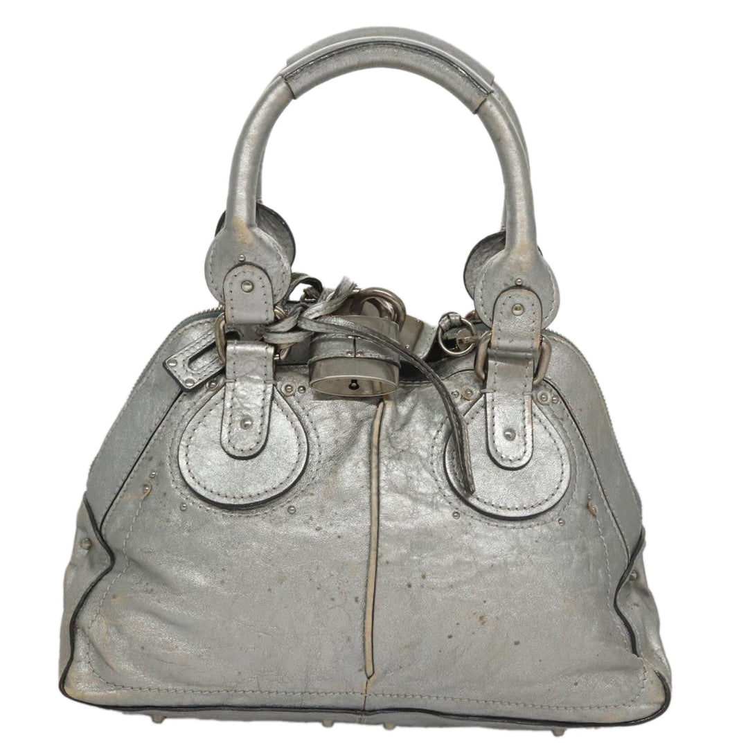 Chloe Paddington Hand Bag Leather Silver Gold am7386