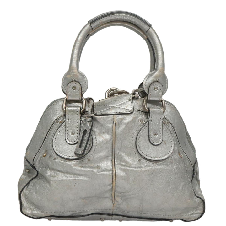 Chloe Paddington Hand Bag Leather Silver Gold am7386