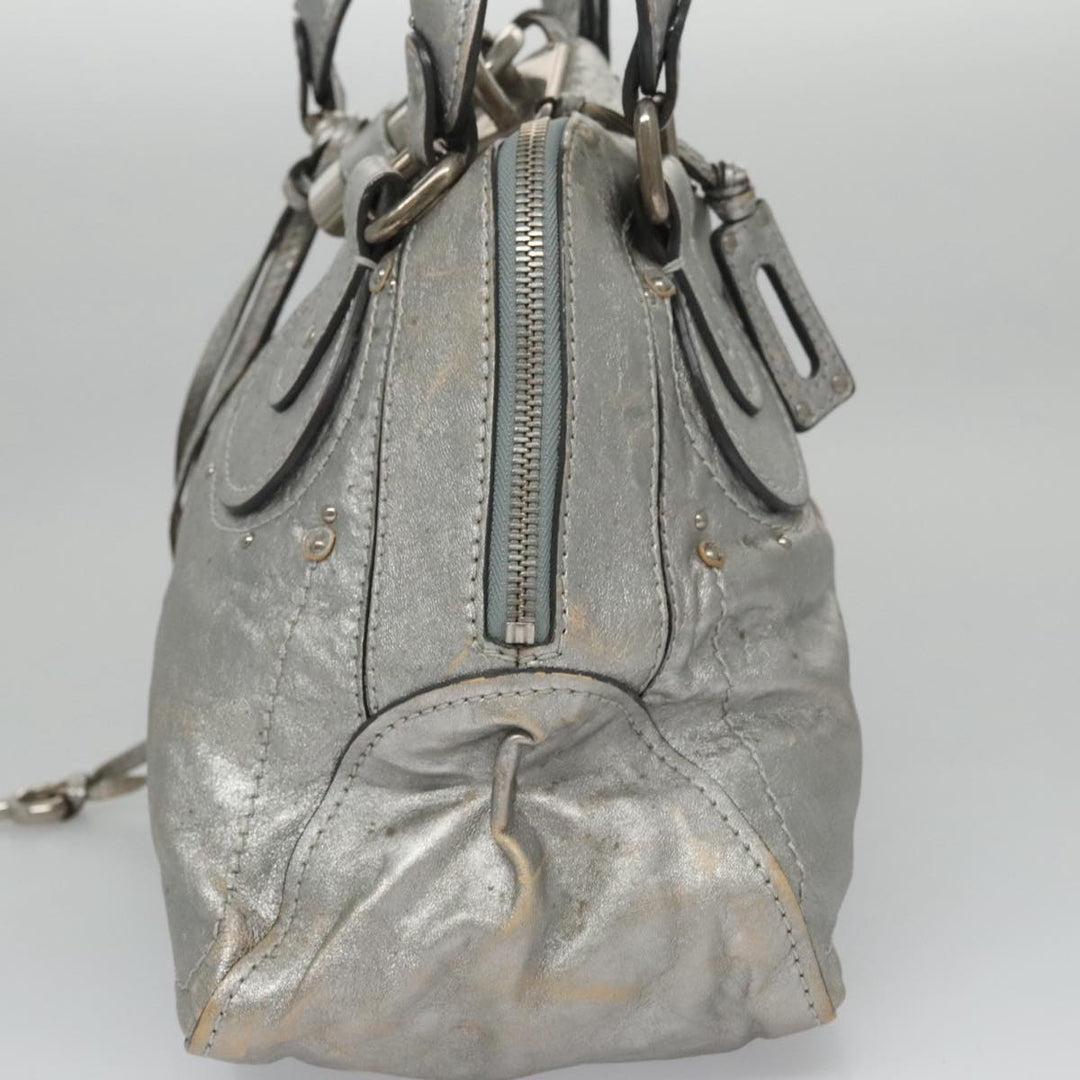 Chloe Paddington Hand Bag Leather Silver Gold am7386