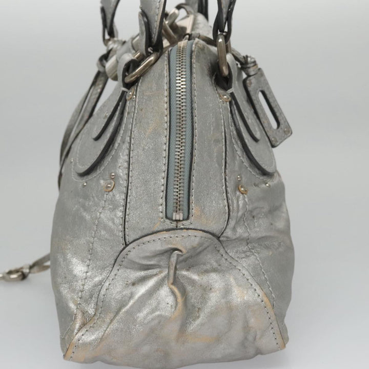 Chloe Paddington Hand Bag Leather Silver Gold am7386