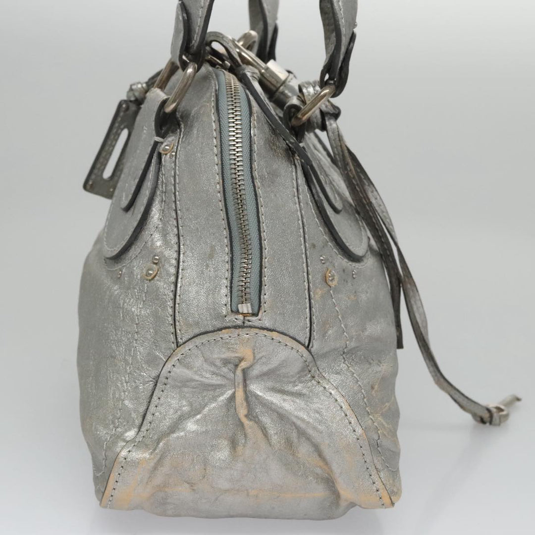 Chloe Paddington Hand Bag Leather Silver Gold am7386
