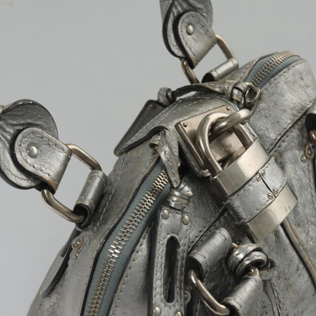 Chloe Paddington Hand Bag Leather Silver Gold am7386
