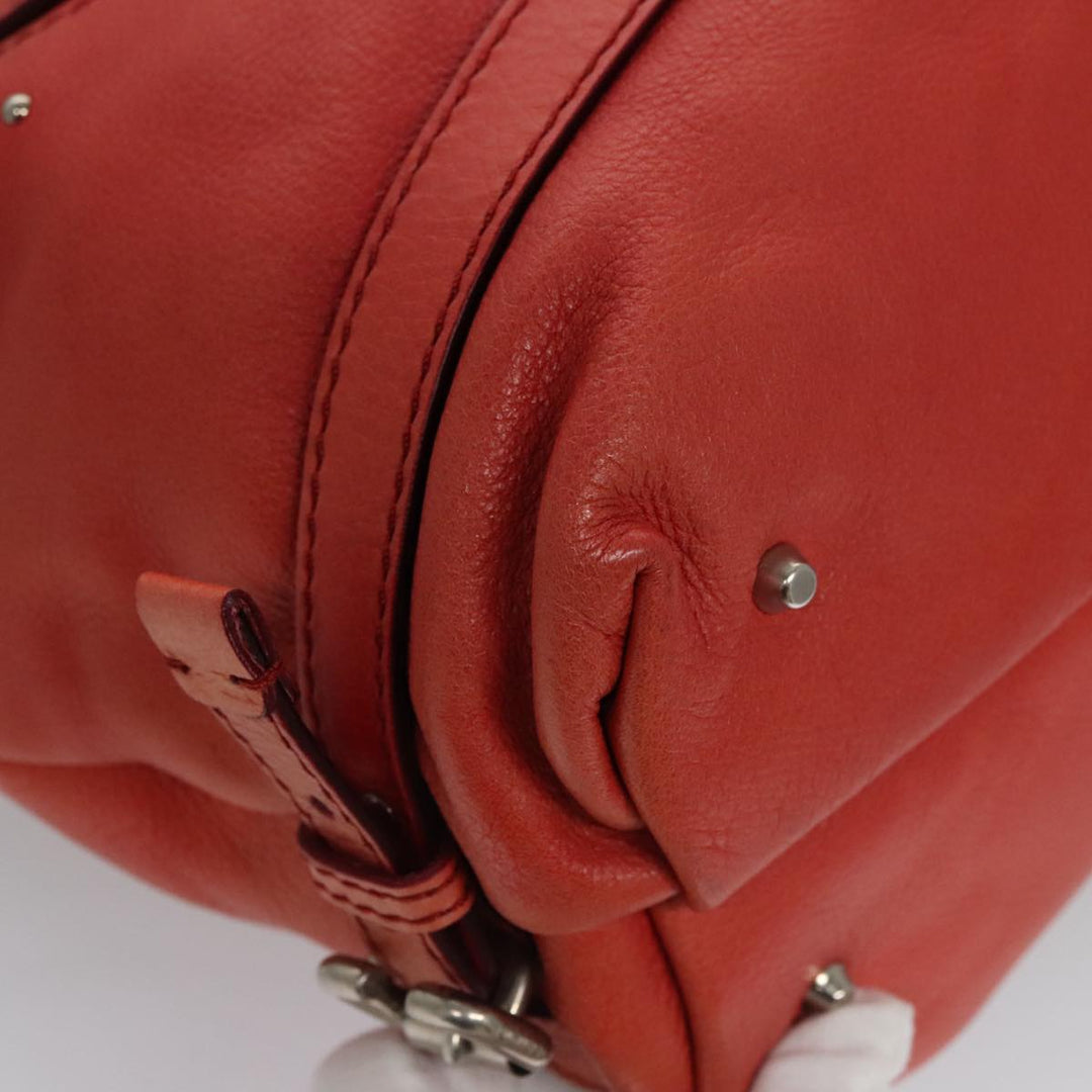 Chloe Paddington Hand Bag Leather Red Gold Silver am7388
