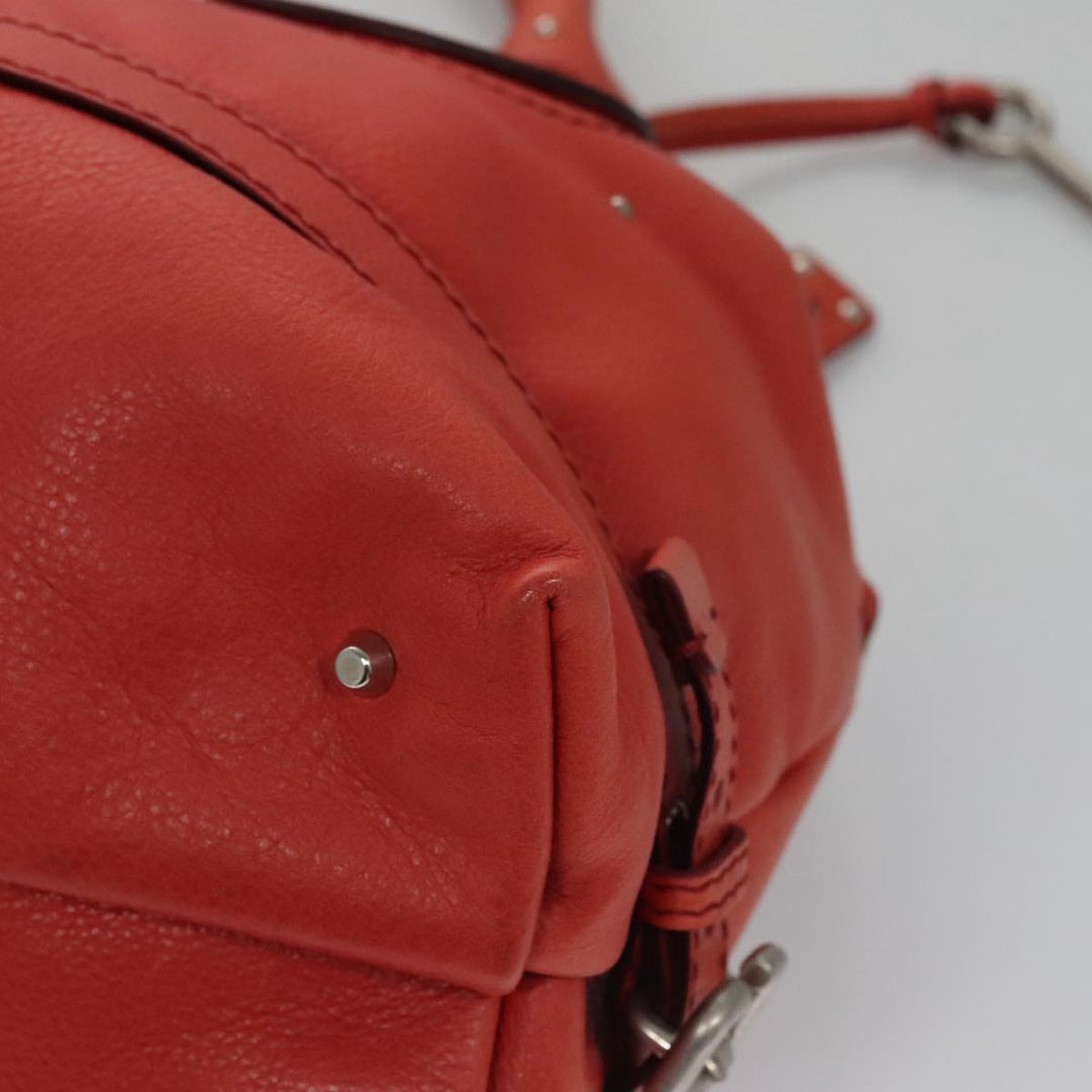 Chloe Paddington Hand Bag Leather Red Gold Silver am7388