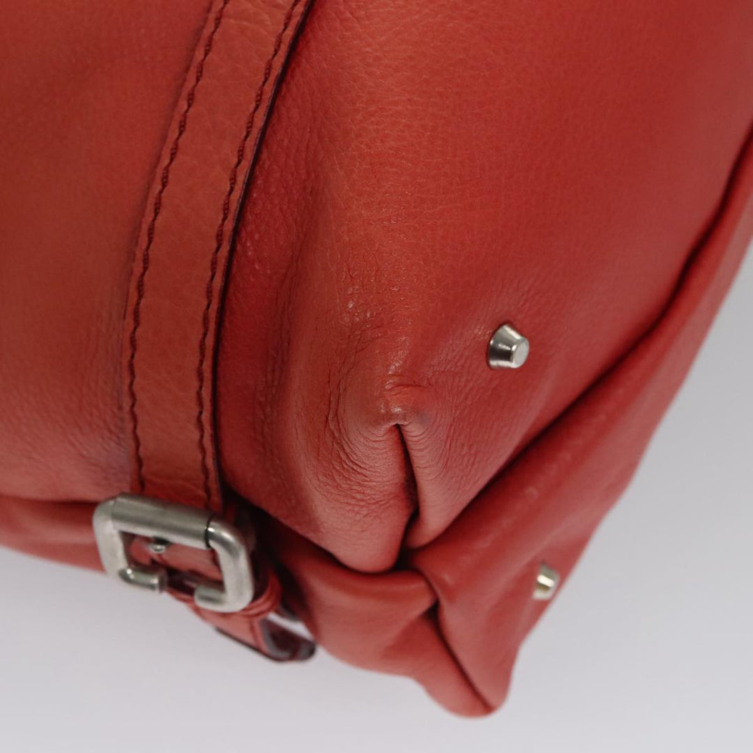 Chloe Paddington Hand Bag Leather Red Gold Silver am7388
