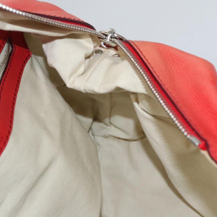 Chloe Paddington Hand Bag Leather Red Gold Silver am7388