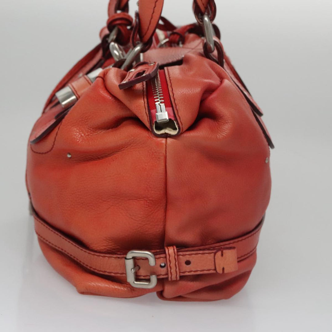Chloe Paddington Hand Bag Leather Red Gold Silver am7388