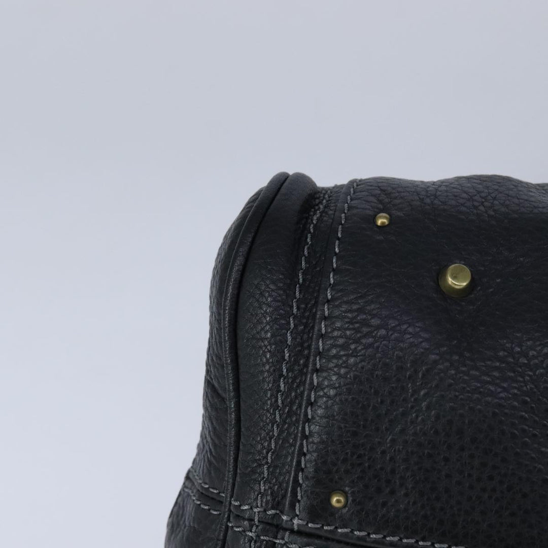 Chloe Paddington Hand Bag Leather Black Gold Silver am7417A