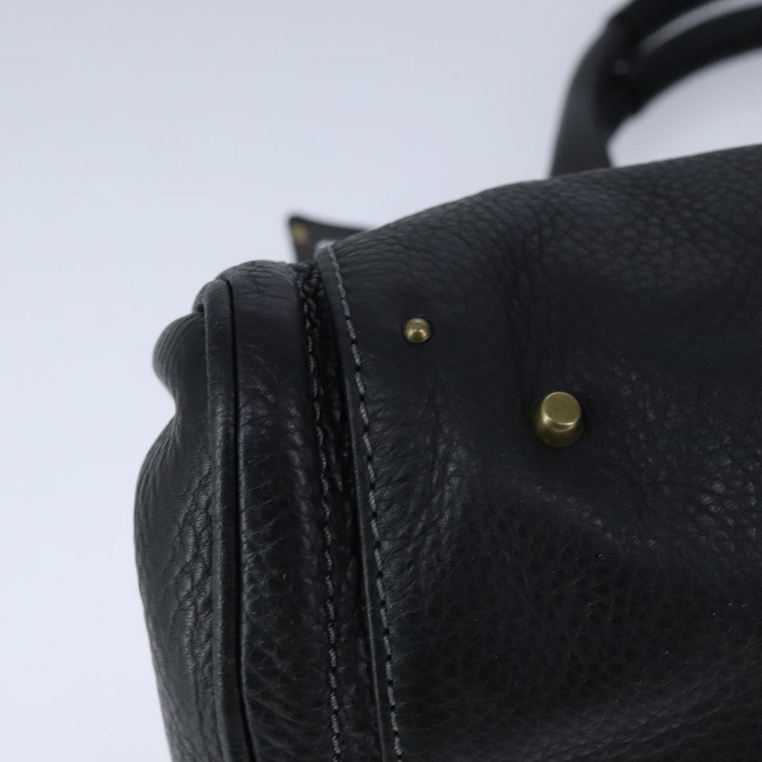 Chloe Paddington Hand Bag Leather Black Gold Silver am7417A