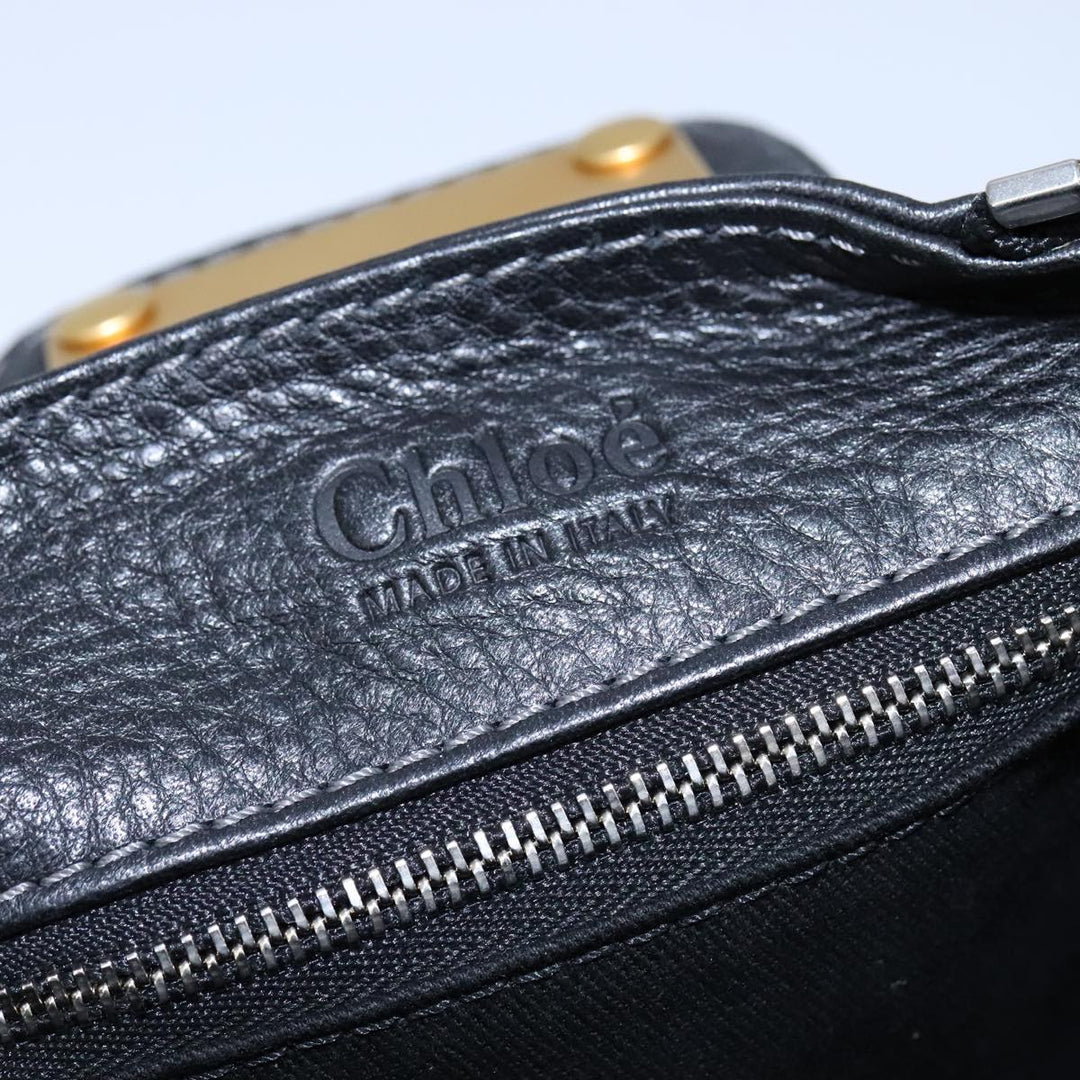 Chloe Paddington Hand Bag Leather Black Gold Silver am7417A