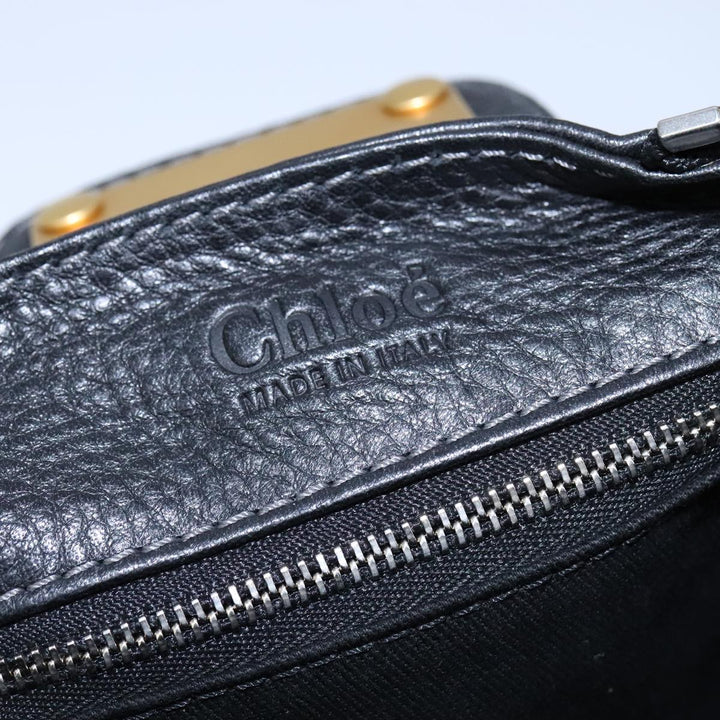 Chloe Paddington Hand Bag Leather Black Gold Silver am7417A