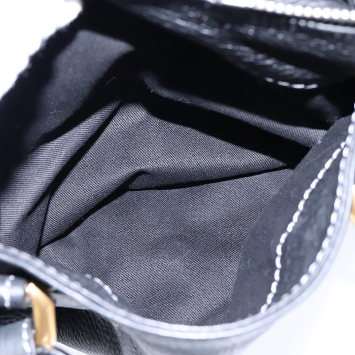 Chloe Paddington Hand Bag Leather Black Gold Silver am7417A