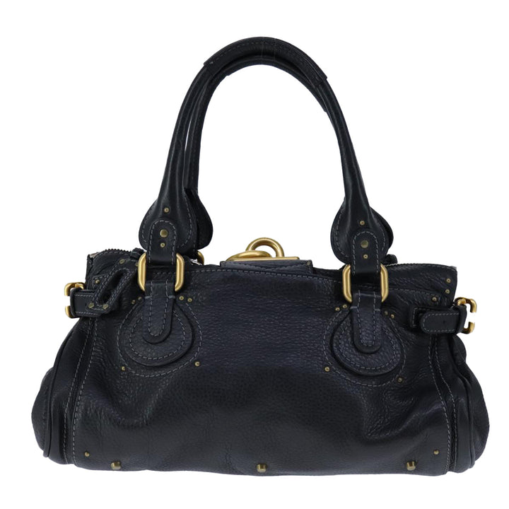 Chloe Paddington Hand Bag Leather Black Gold Silver am7417A