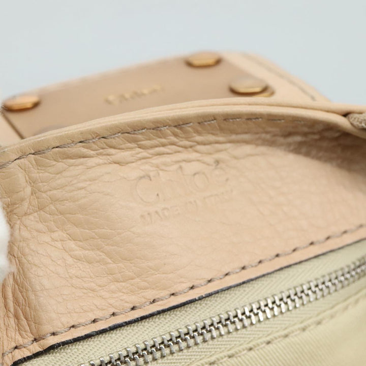 Chloe Paddington Hand Bag Leather Beige Gold Silver am7418
