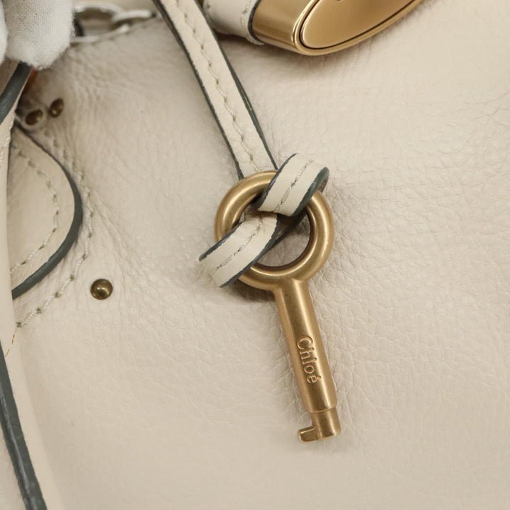 Chloe Paddington Hand Bag Leather White Gold Silver am7419
