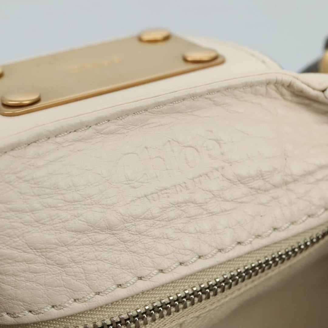 Chloe Paddington Hand Bag Leather White Gold Silver am7419