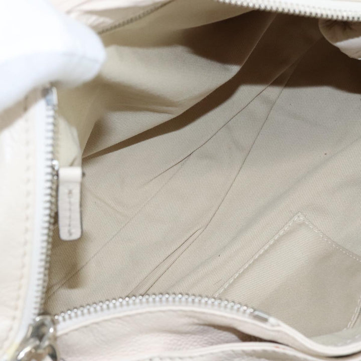 Chloe Paddington Hand Bag Leather White Gold Silver am7419