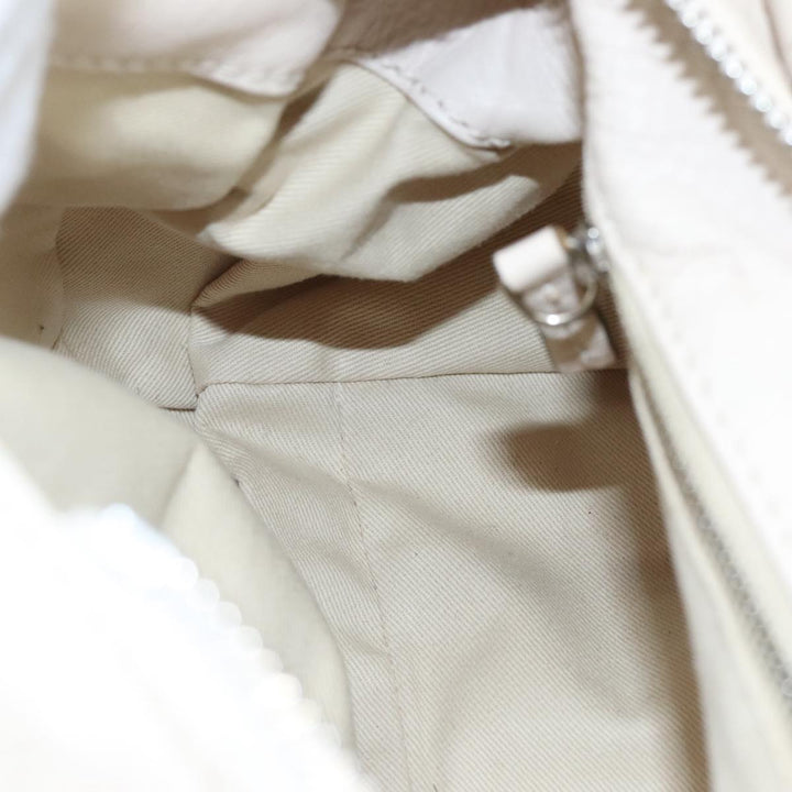 Chloe Paddington Hand Bag Leather White Gold Silver am7419