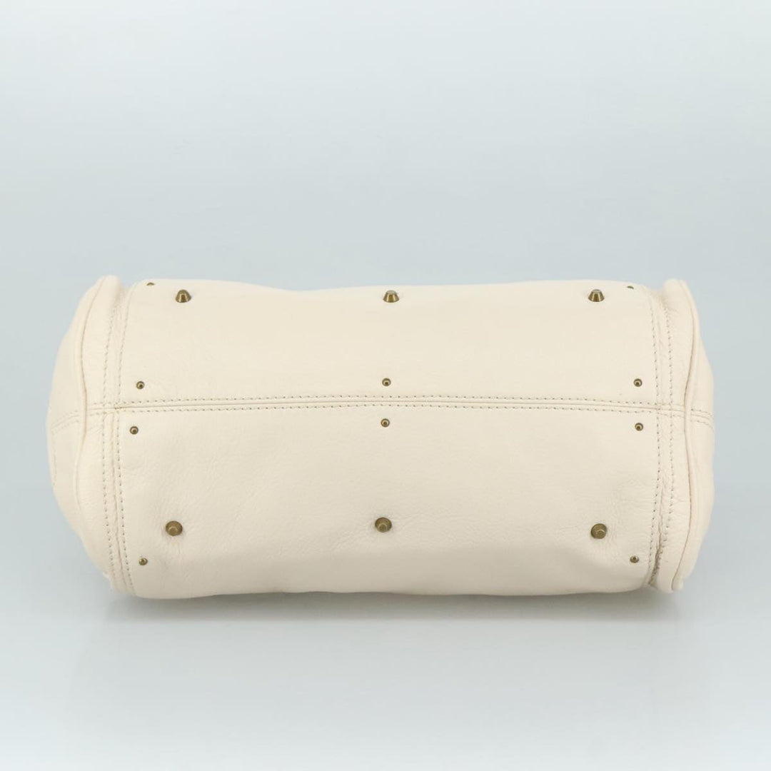 Chloe Paddington Hand Bag Leather White Gold Silver am7419