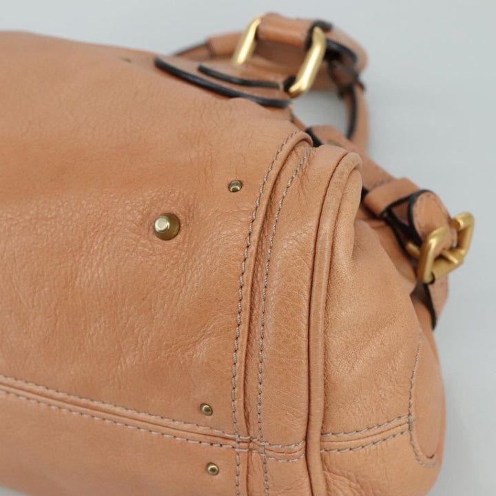 Chloe Paddington Hand Bag Leather Brown Gold Silver am7421