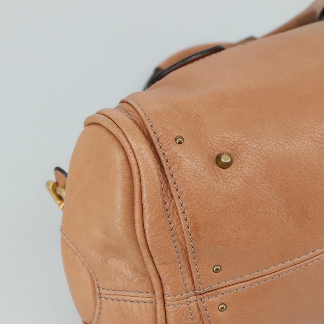 Chloe Paddington Hand Bag Leather Brown Gold Silver am7421