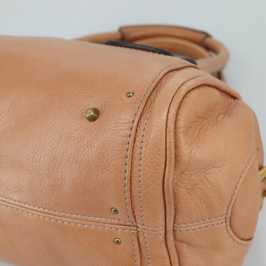 Chloe Paddington Hand Bag Leather Brown Gold Silver am7421