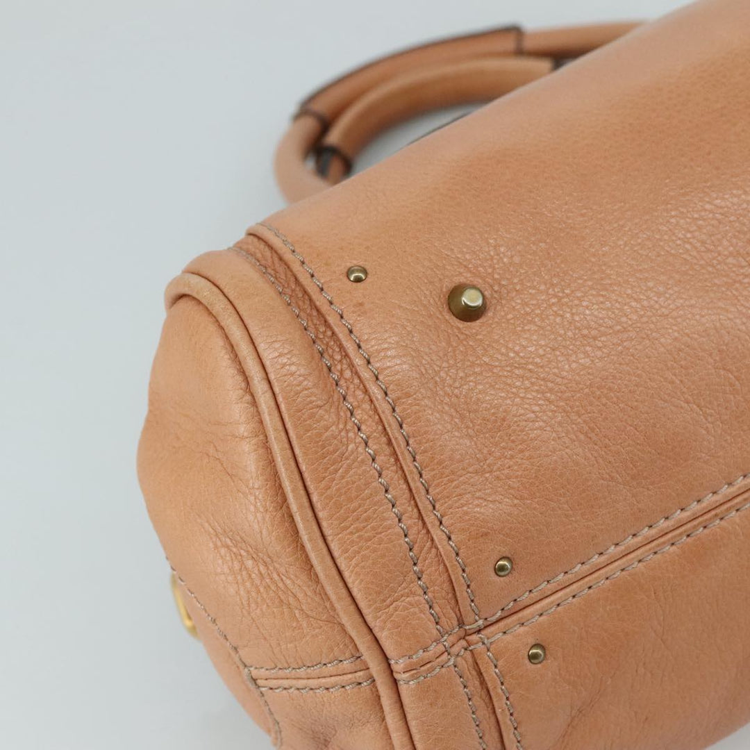 Chloe Paddington Hand Bag Leather Brown Gold Silver am7421