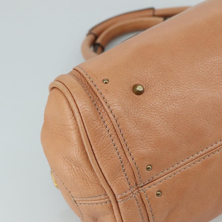 Chloe Paddington Hand Bag Leather Brown Gold Silver am7421