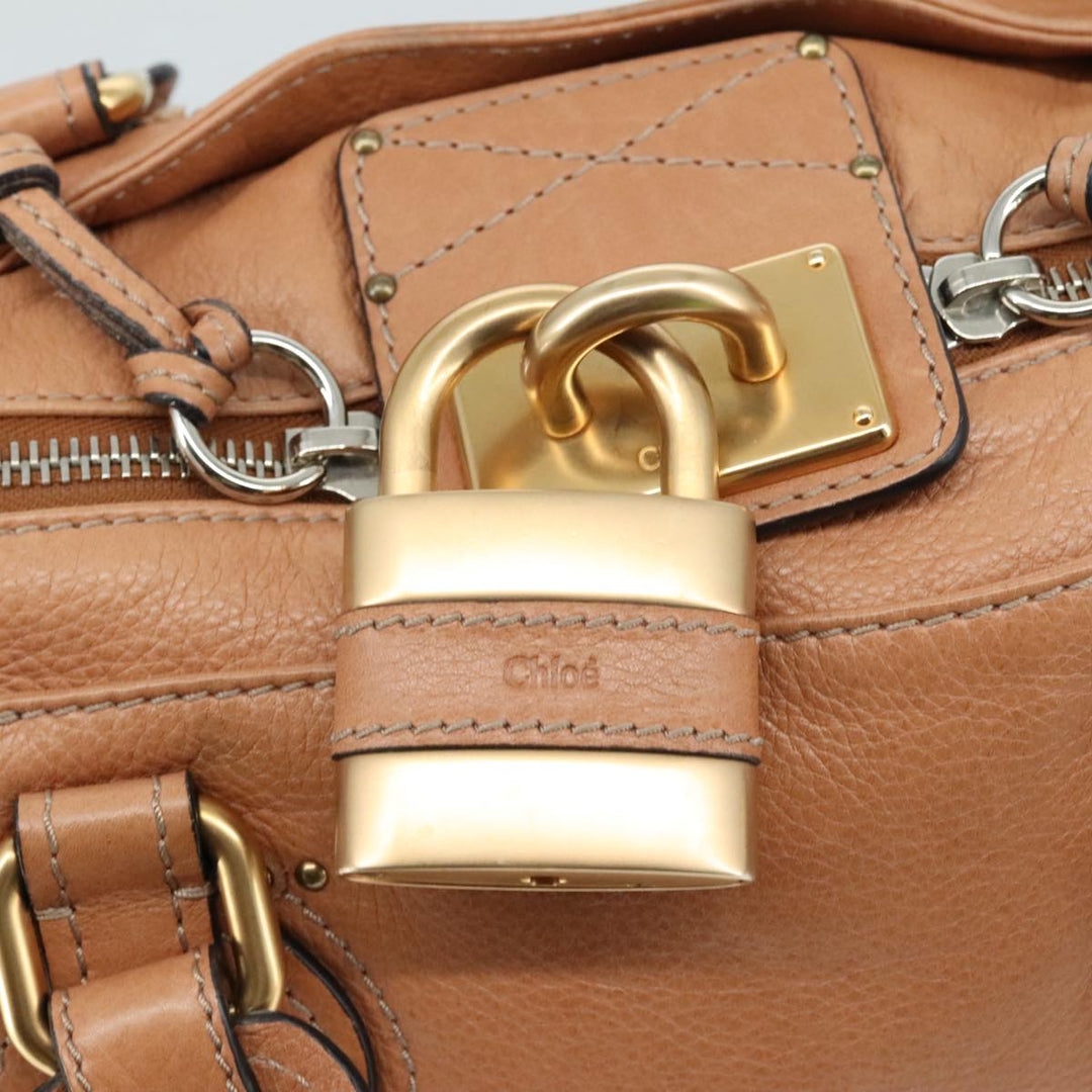 Chloe Paddington Hand Bag Leather Brown Gold Silver am7421