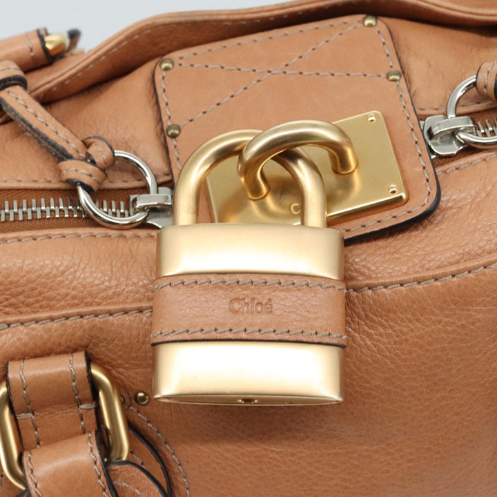 Chloe Paddington Hand Bag Leather Brown Gold Silver am7421