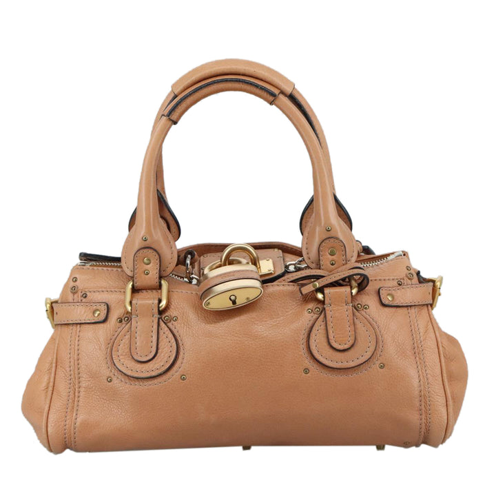 Chloe Paddington Hand Bag Leather Brown Gold Silver am7421