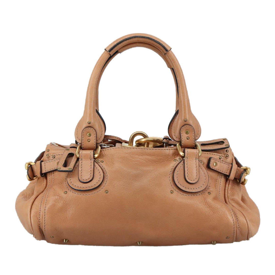 Chloe Paddington Hand Bag Leather Brown Gold Silver am7421