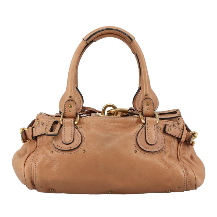 Chloe Paddington Hand Bag Leather Brown Gold Silver am7421