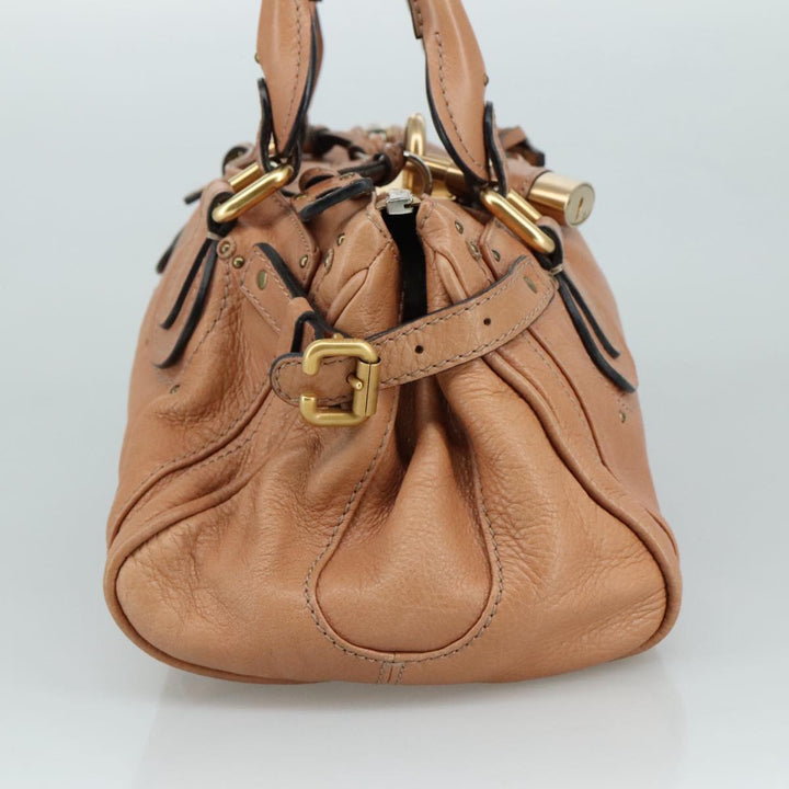 Chloe Paddington Hand Bag Leather Brown Gold Silver am7421