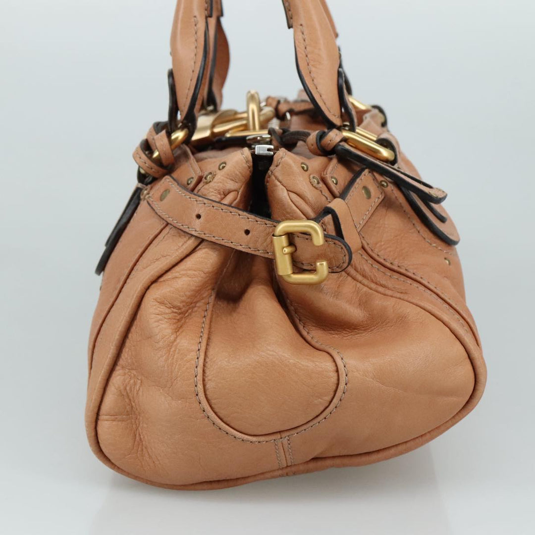 Chloe Paddington Hand Bag Leather Brown Gold Silver am7421