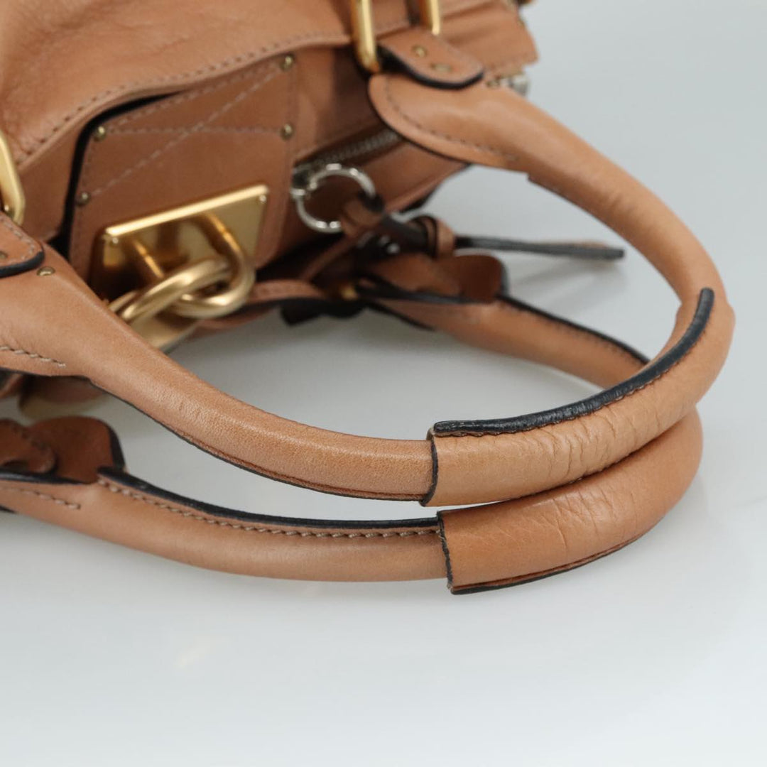 Chloe Paddington Hand Bag Leather Brown Gold Silver am7421