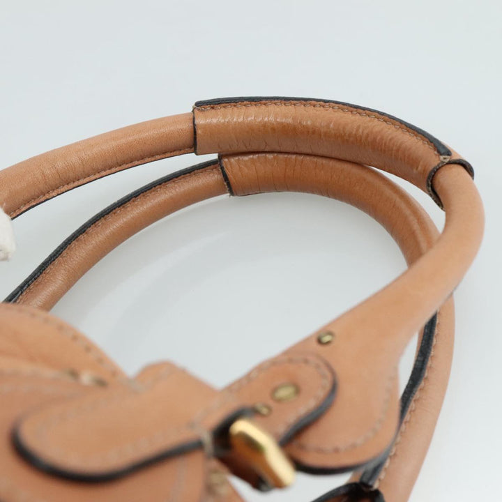 Chloe Paddington Hand Bag Leather Brown Gold Silver am7421