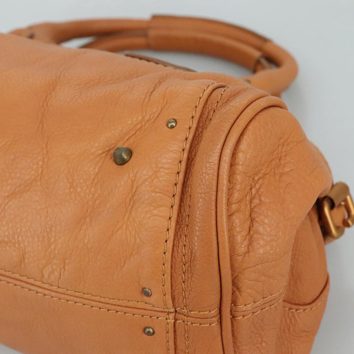 Chloe Paddington Hand Bag Leather Brown Gold Silver am7423