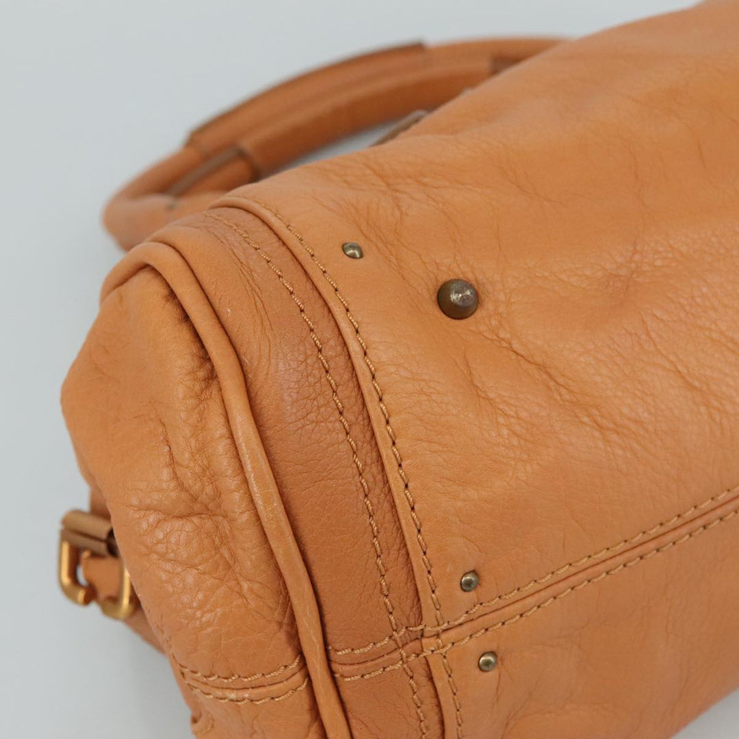 Chloe Paddington Hand Bag Leather Brown Gold Silver am7423