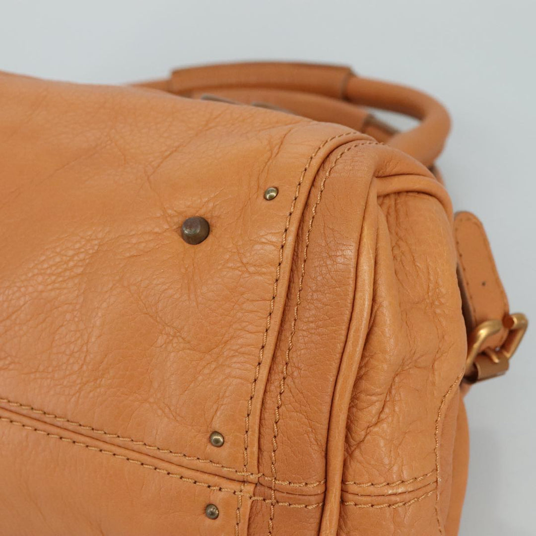 Chloe Paddington Hand Bag Leather Brown Gold Silver am7423