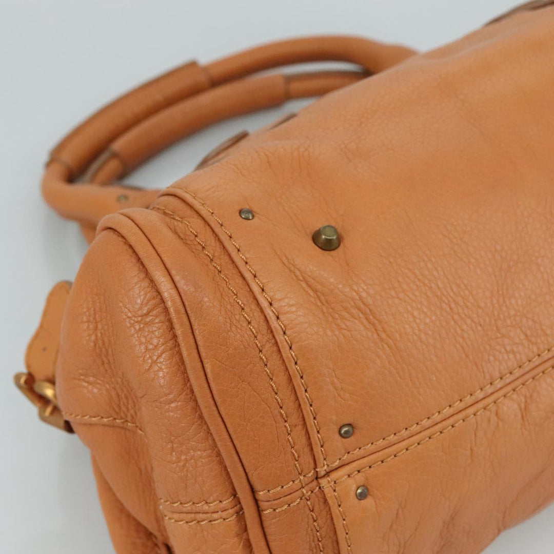 Chloe Paddington Hand Bag Leather Brown Gold Silver am7423