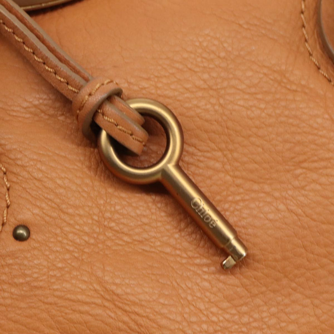 Chloe Paddington Hand Bag Leather Brown Gold Silver am7423
