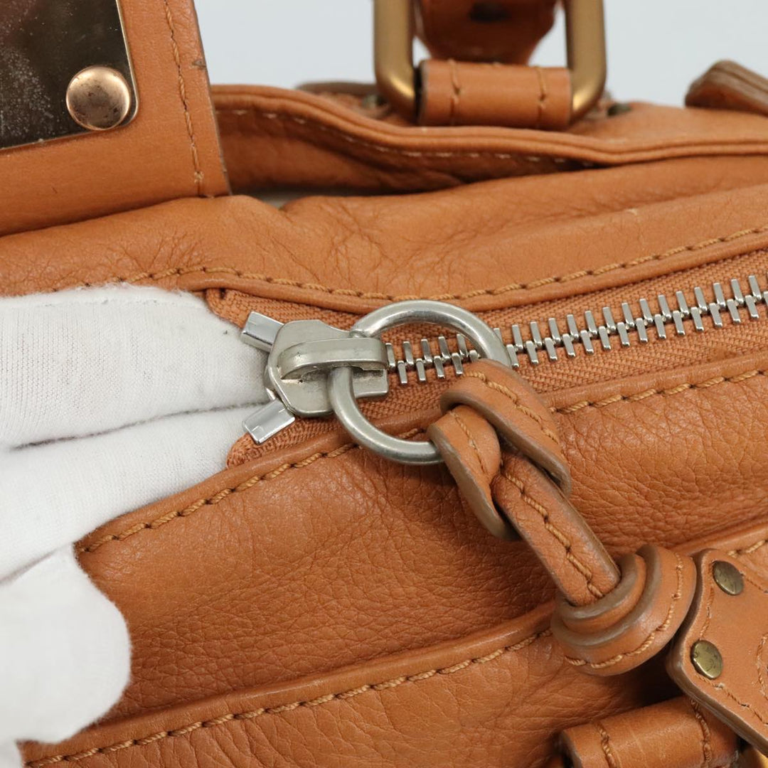 Chloe Paddington Hand Bag Leather Brown Gold Silver am7423