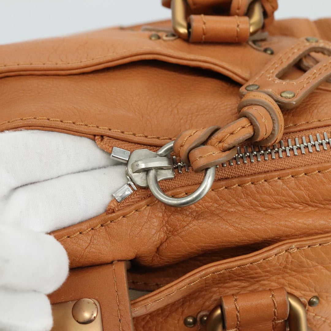 Chloe Paddington Hand Bag Leather Brown Gold Silver am7423